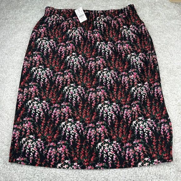 J. Crew Elastic Waist Pencil Pull On Skirt Floral Womens XL NEW - Picture 1 of 11